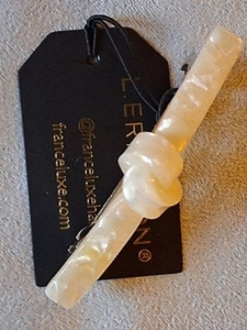 France Luxe L. Erickson Cream Acetate Knot Barrette